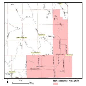 Map of reassessment area for Oglala Lakota County, summer 2023.