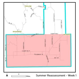Map of summer reassessment area for week of June 19th, 2023.