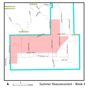 Map of weekly reassessment area for week of July 19th. 