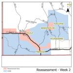 Map showing area still to be completed in reassessment for week 2.